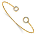 Bracelet jonc flexible en or jaune 14 carats serti de diamants