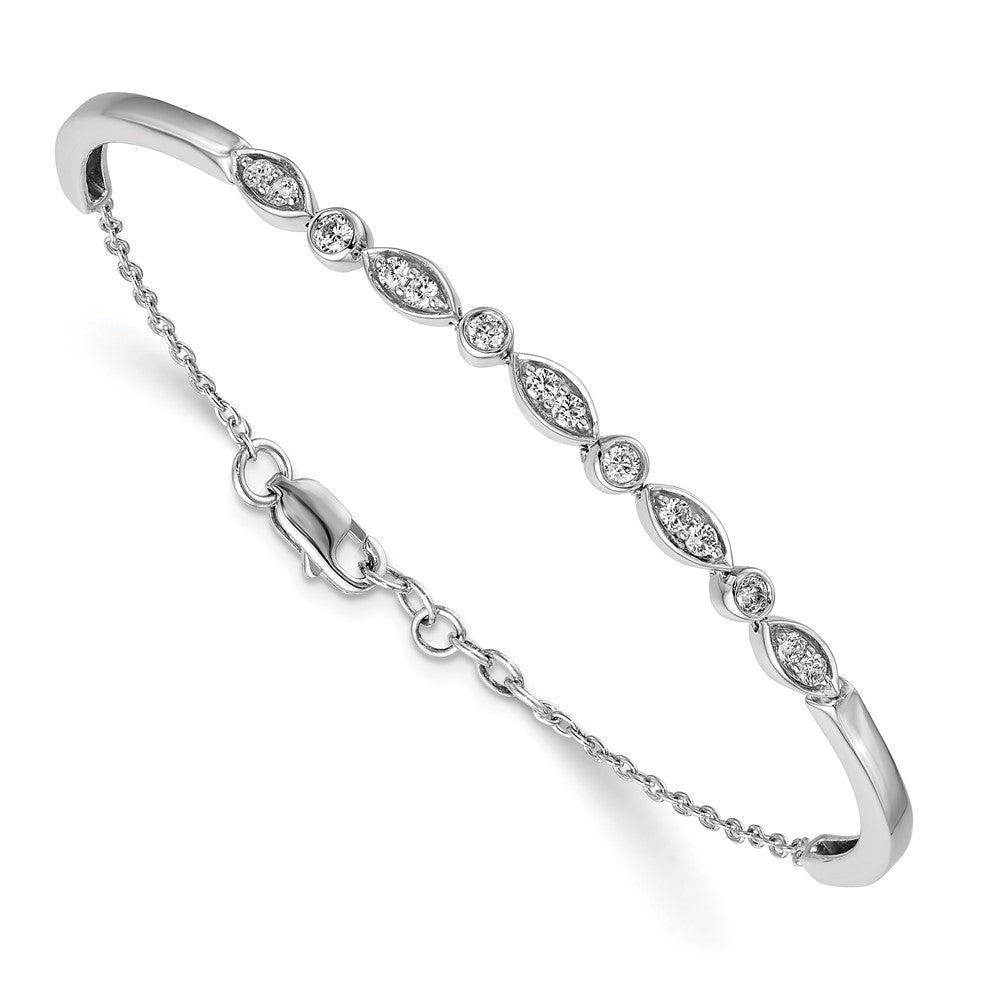 Bracelet jonc en or blanc 14 carats serti de diamants