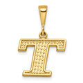 10k Textured Initial T Charm