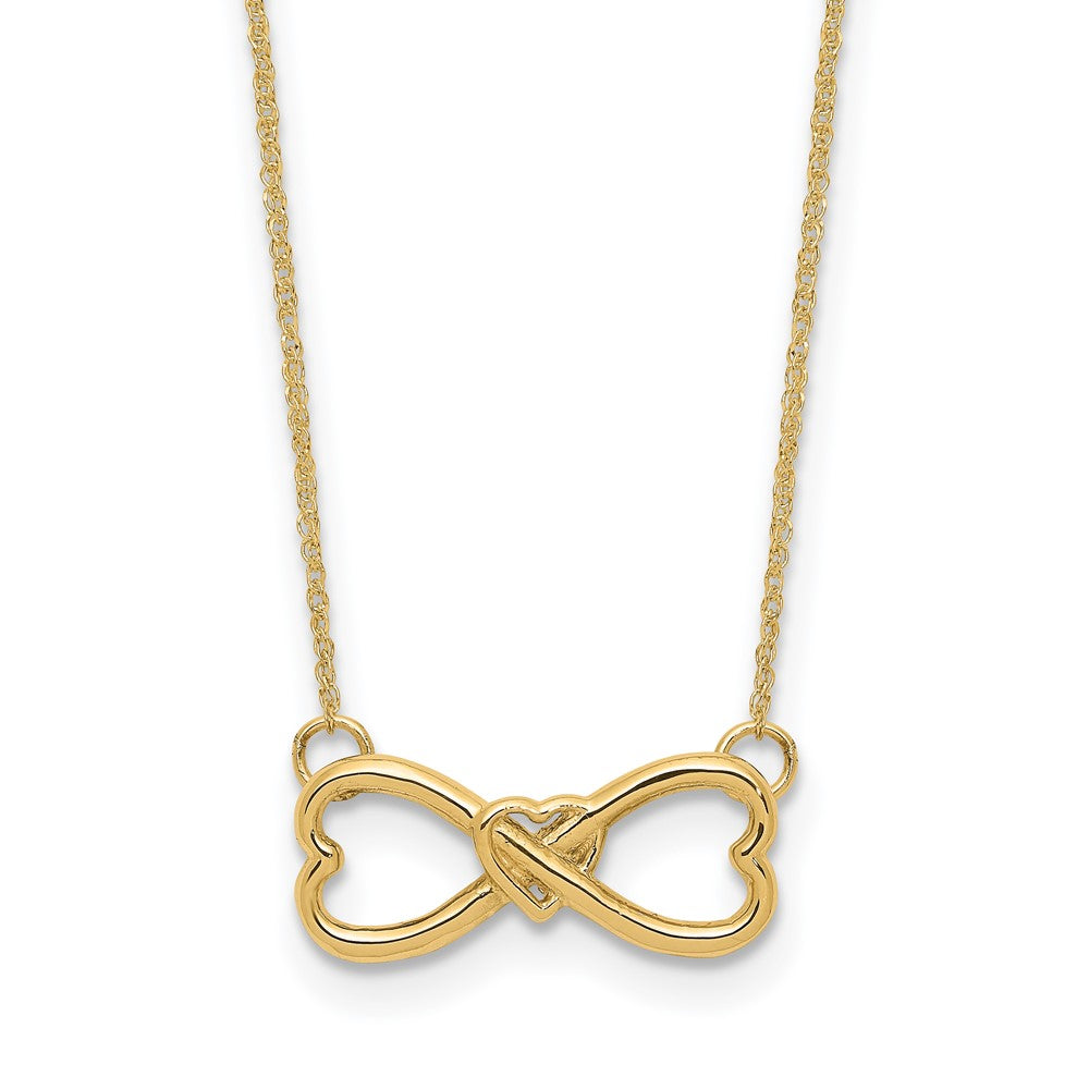 Collier infini avec cœur en or 14k poli