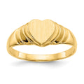Chevalière cœur pour enfant en or 18 carats, dos fermé, 6,75 × 6,75 mm