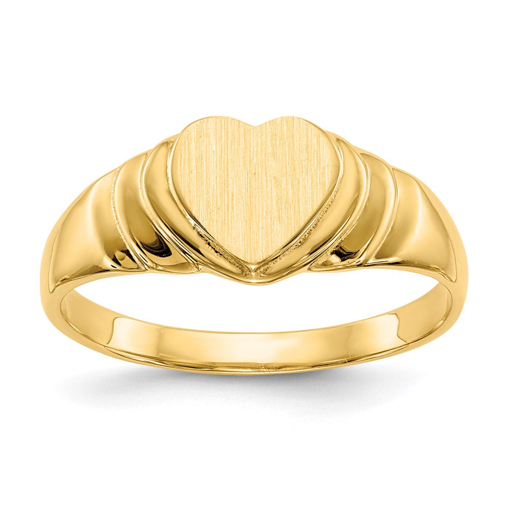 Chevalière cœur pour enfant en or 18 carats, dos fermé, 6,75 × 6,75 mm