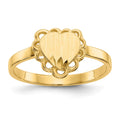 Bague chevalière cœur ouvert en or 10 ct, 7,0 x 6,5 mm