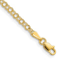 14k 3 mm Solid Double Link Charm Anklet