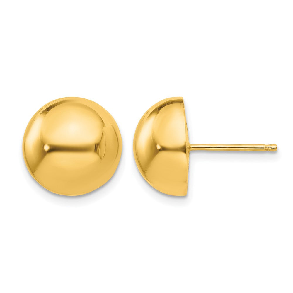 Boucles d'oreilles clous demi-sphères 12 mm en or 14 carats poli
