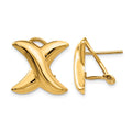 14k Polished X Omega Back Post Earrings