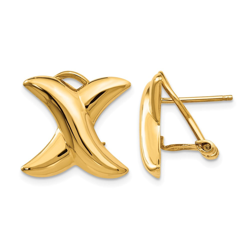 14k Polished X Omega Back Post Earrings