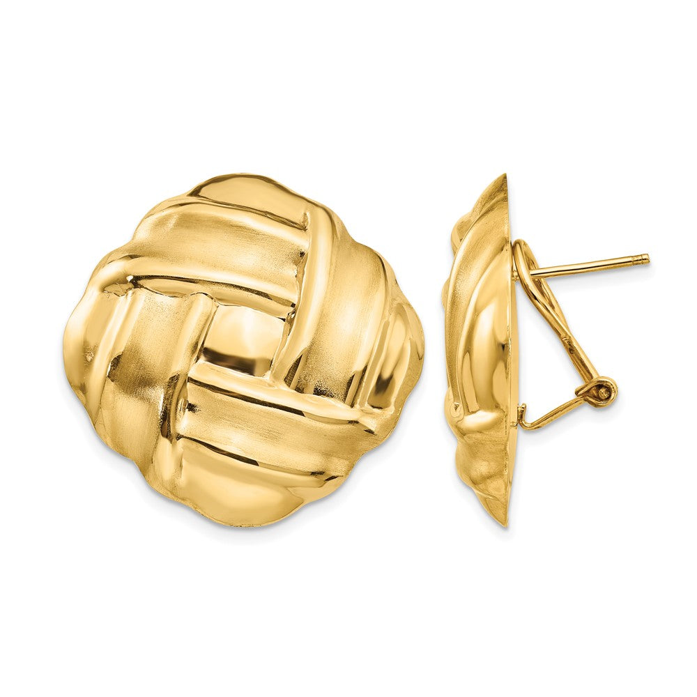 14k Polished and Satin Omega Back Post Earrings