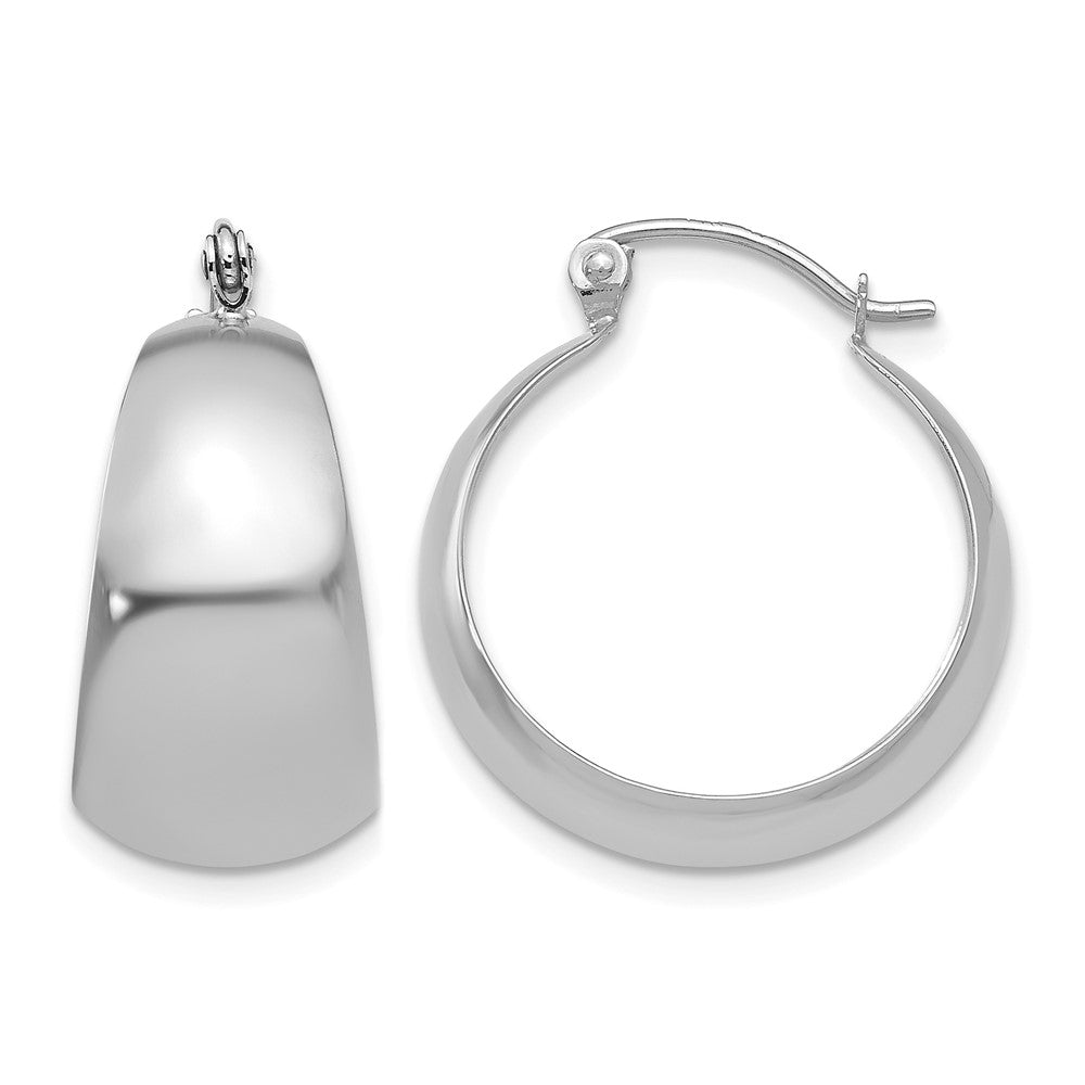 Boucles d'oreilles créoles effilées polies de 10,5 mm en or blanc 14 carats