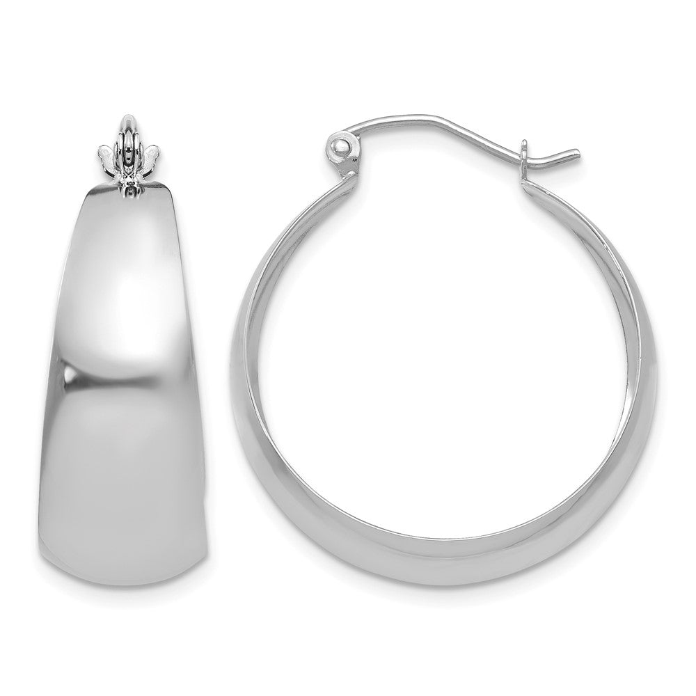 Créoles fuselées polies de 10,5 mm en or blanc 14 carats