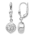 Boucles d'oreilles pendantes en or blanc 14 carats poli, taille diamant, fermoir à ressort