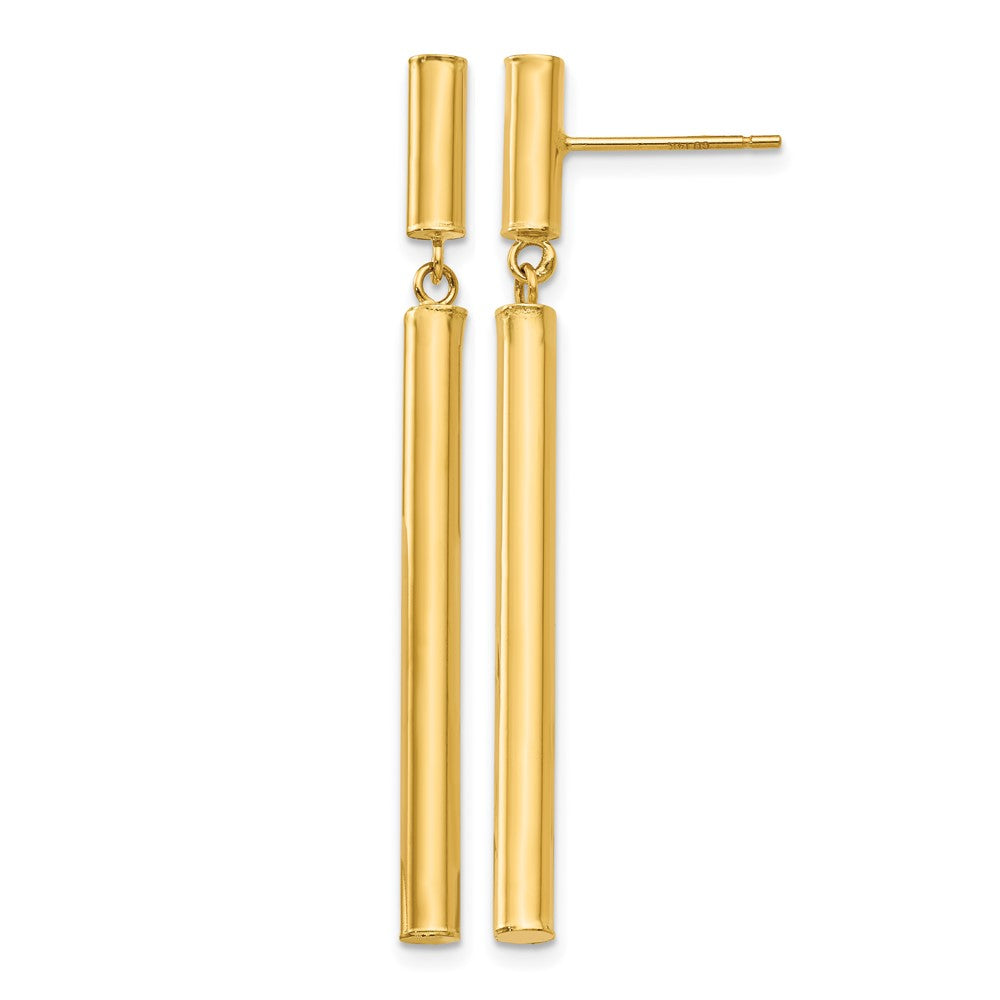 14k Fancy Dangle Round Tube Earrings