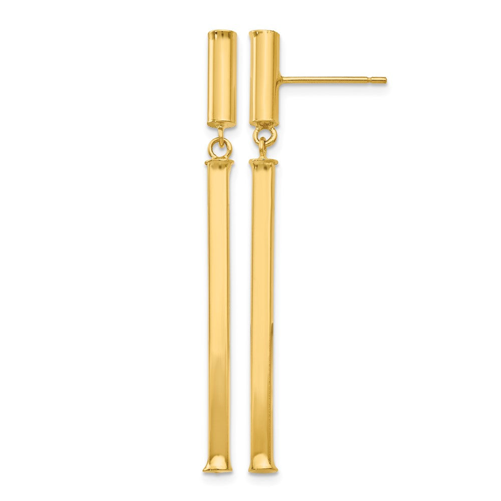 Boucles d'oreilles pendantes à tige carrée fantaisie en or 14 carats