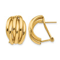 Boucles d'oreilles à tige Omega fantaisie polies en 14k