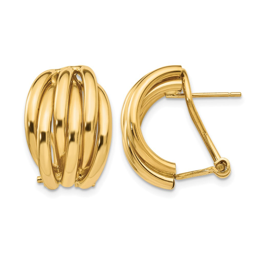Boucles d'oreilles à tige Omega fantaisie polies en 14k