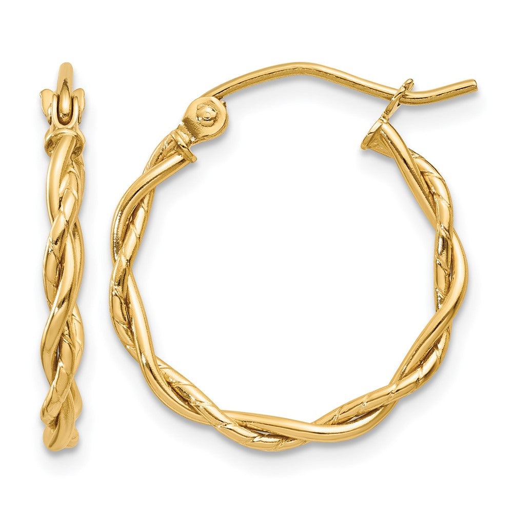 14k Polished 2.25 mm Twisted Hoop Earrings
