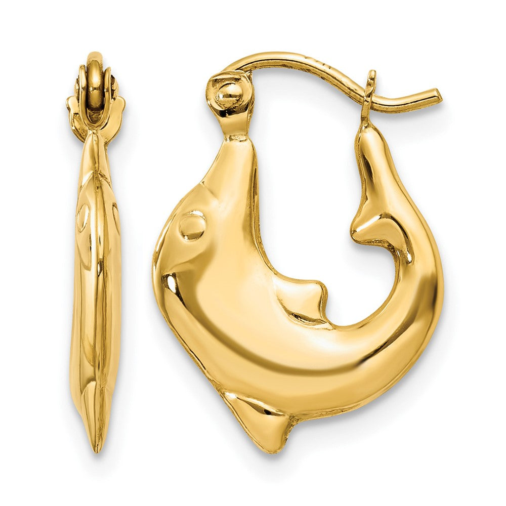 Créoles dauphin polies en or 14 carats