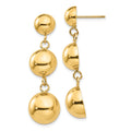 Boucles d'oreilles pendantes demi-sphère polies en or 14 carats