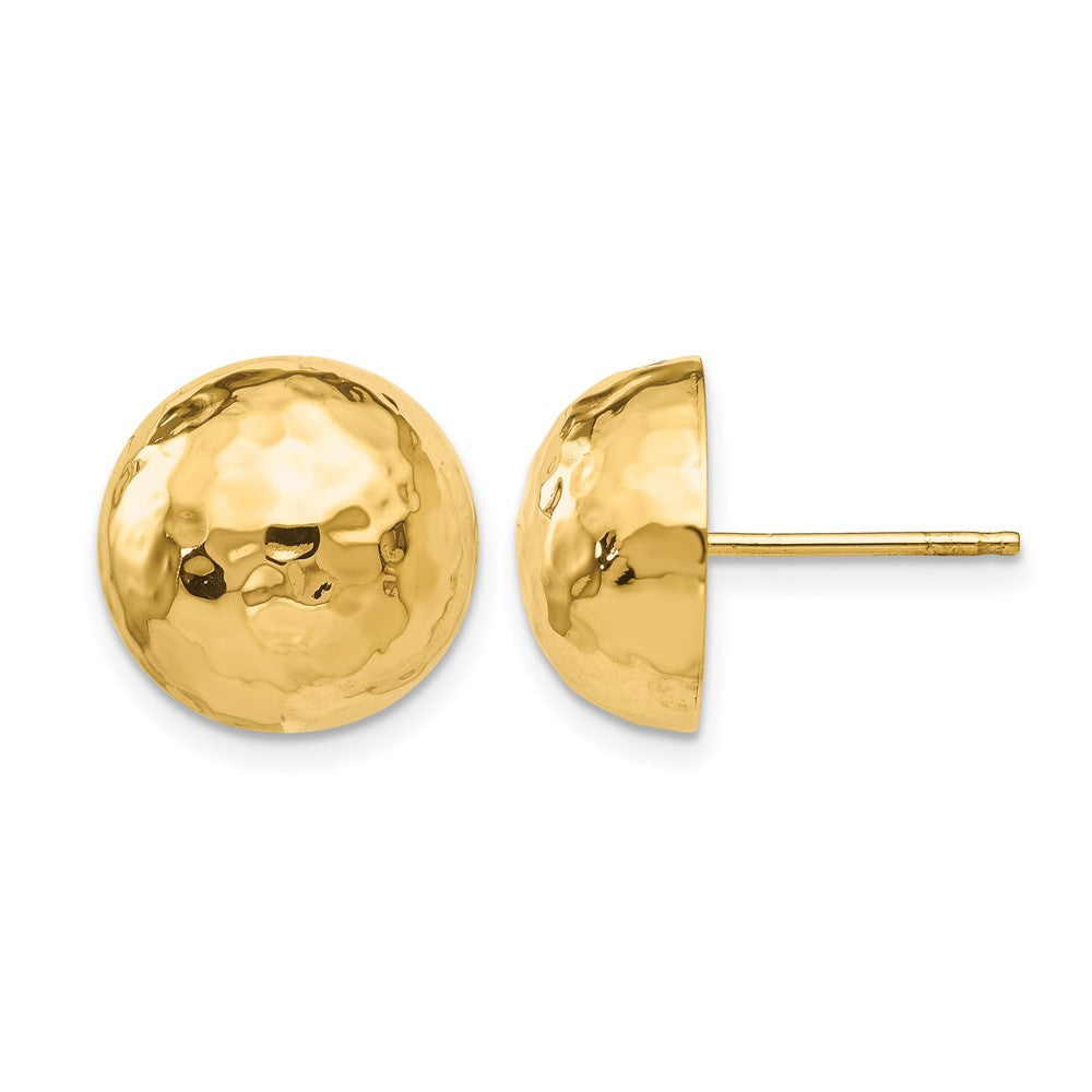 Boucles d'oreilles clous demi-sphère martelées en or 14k