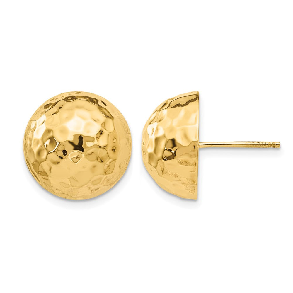 Boucles d’oreilles puces demi-sphères martelées en or 14 carats