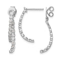 Boucles d'oreilles pendantes en or blanc 14 carats poli avec diamant à l'avant et à l'arrière