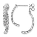 Boucles d’oreilles pendantes en or blanc 14 carats, serties de diamants à l’avant et à l’arrière, finition polie