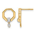 Boucles d'oreilles pendantes octogonales en diamant poli 14 carats