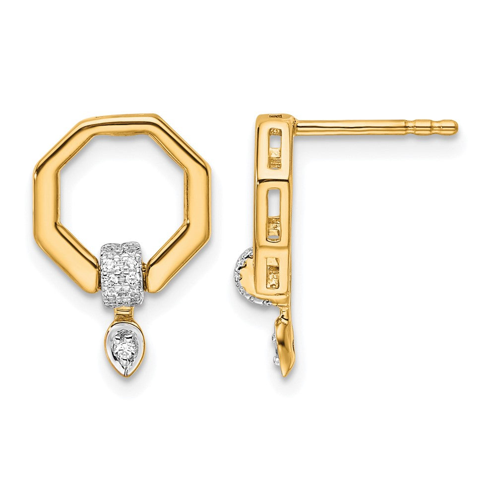 Boucles d'oreilles pendantes octogonales en diamant poli 14 carats