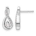 Boucles d’oreilles complètes en forme de goutte, en or blanc 14 carats poli et ornées de diamants, avec tiges poussettes