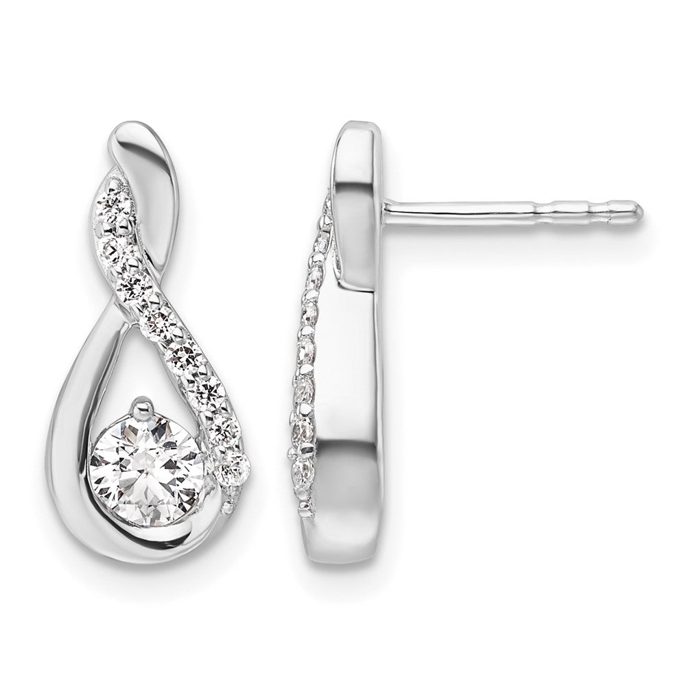 Boucles d’oreilles complètes en forme de goutte, en or blanc 14 carats poli et ornées de diamants, avec tiges poussettes