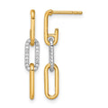 Boucles d’oreilles pendantes à tige avec maillons trombone en or bicolore 14 carats et diamants
