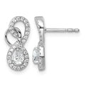 Boucles d’oreilles pendantes à tige en or blanc 14 carats, poli et serties de diamants, motif infini