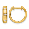 Boucles d'oreilles créoles huggie fines en or 14 carats poli serties de diamants fantaisie