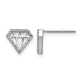 Boucles d'oreilles en or blanc 14 carats serties de diamants en forme de gemme