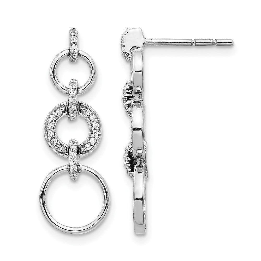Boucles d'oreilles pendantes fantaisie en or blanc 14 carats et diamants