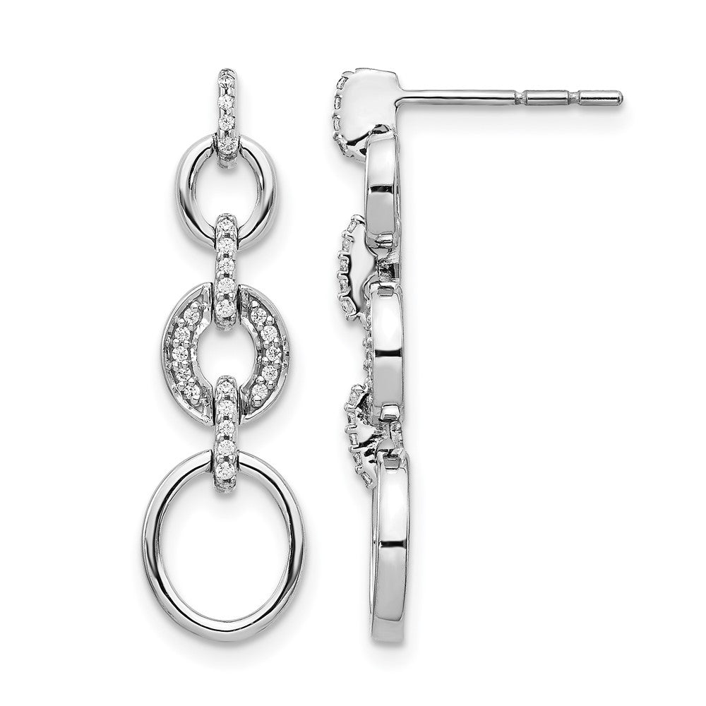 Boucles d'oreilles pendantes fantaisie en or blanc 14 carats et diamants