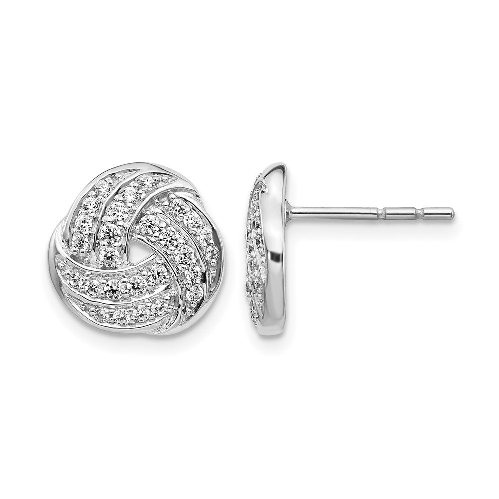 Boucles d’oreilles nœud d’amour en or blanc 14 carats avec diamants