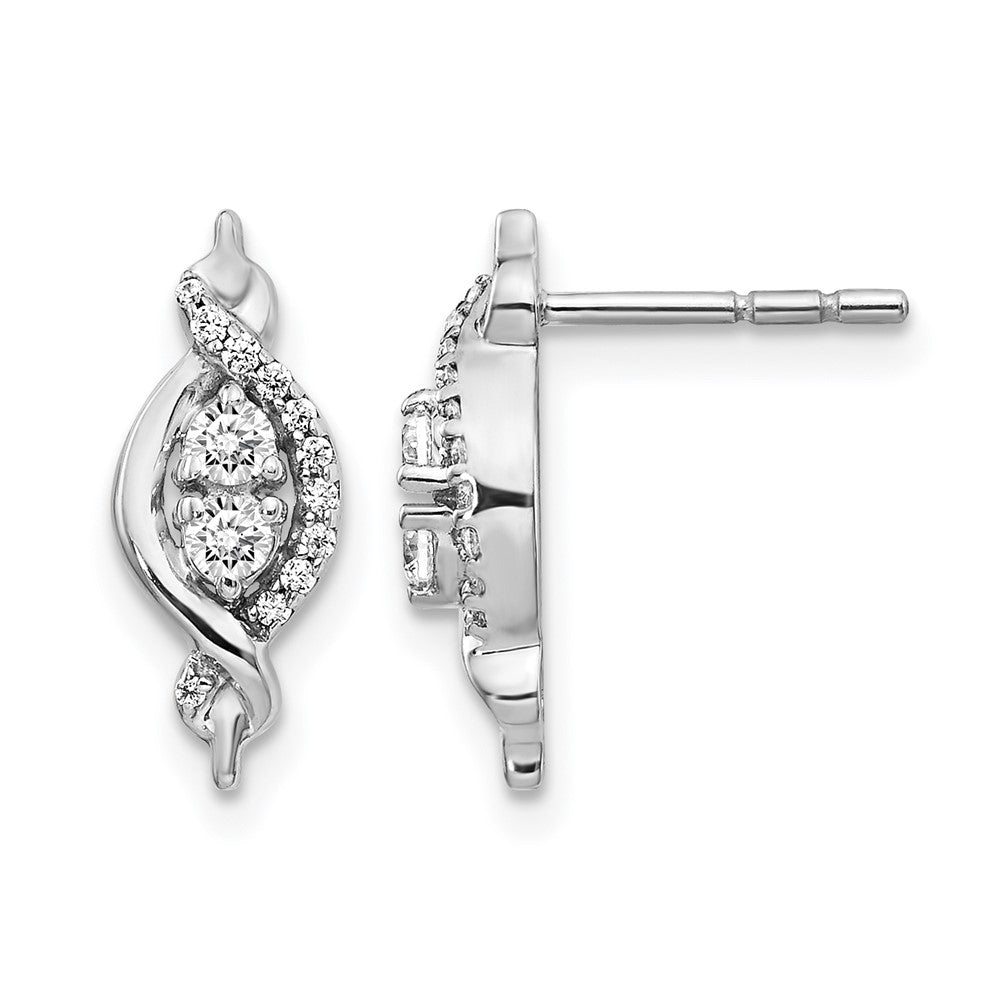 Boucles d'oreilles fantaisie en or blanc 14 carats avec diamants