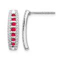 Boucles d'oreilles fantaisie en or blanc 14 carats avec diamants et rubis