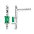 Boucles d'oreilles fantaisie en or blanc 14 carats, diamants et émeraude
