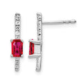 Boucles d'oreilles fantaisie en or blanc 14 carats, diamants et rubis