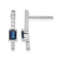 Boucles d'oreilles fantaisie en or blanc 14 carats, serties de diamants et de saphirs