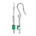 Boucles d'oreilles fantaisie en or blanc 14 carats, diamants et émeraude