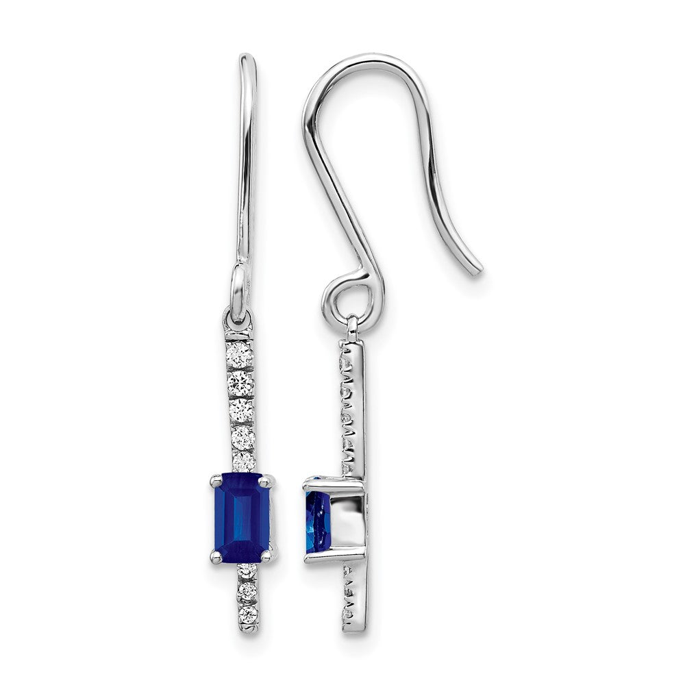 Boucles d'oreilles fantaisie en or blanc 14 carats, diamants et saphirs