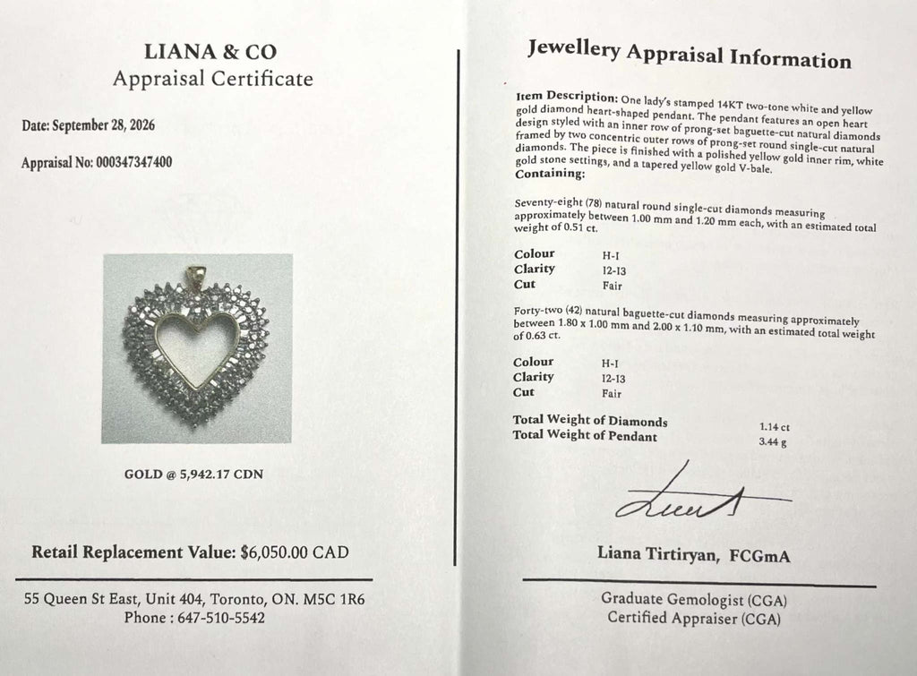 100+ Sparkling Diamonds in a Two-Tone Gold Heart