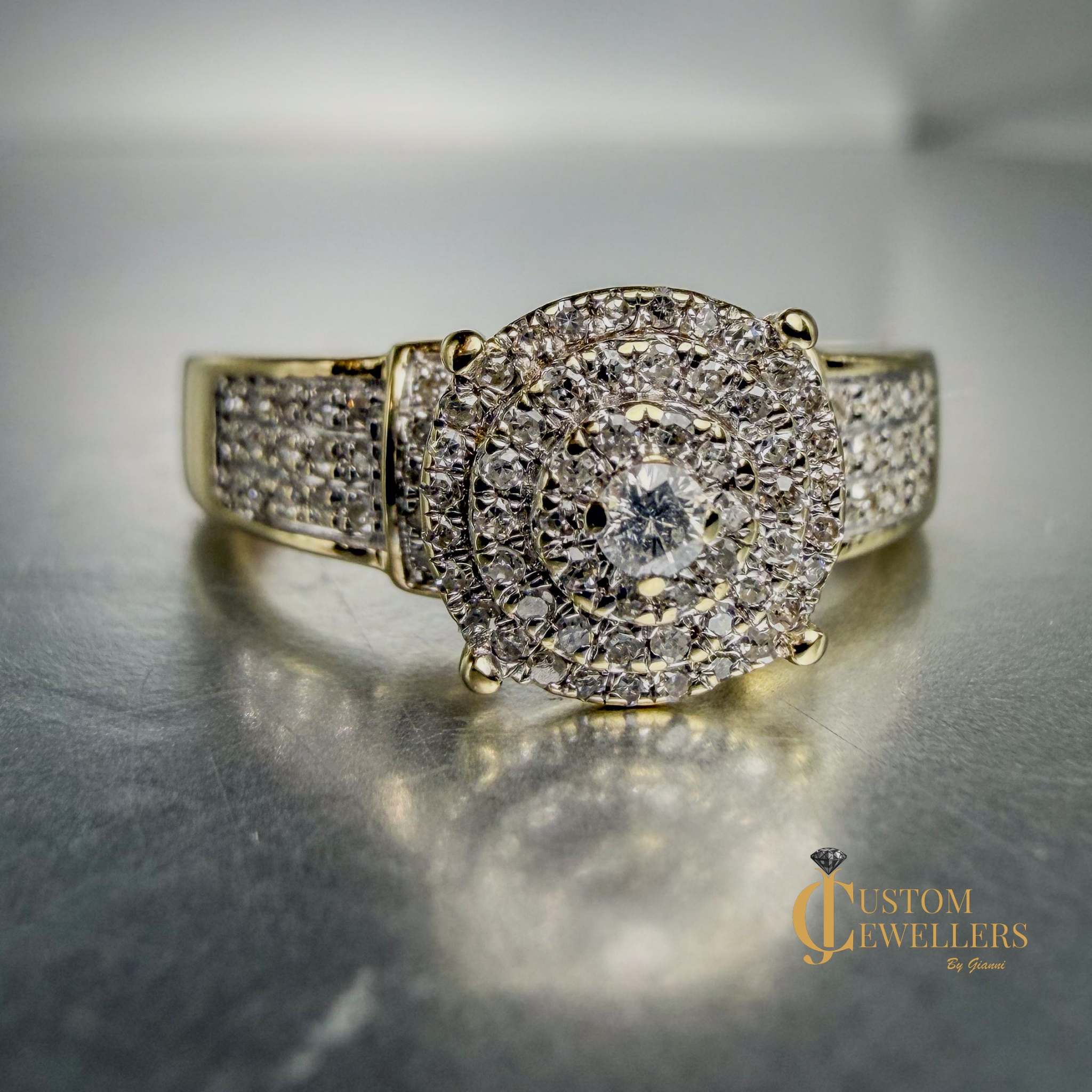 Hand Assembled Diamond Custom Cluster Ring
