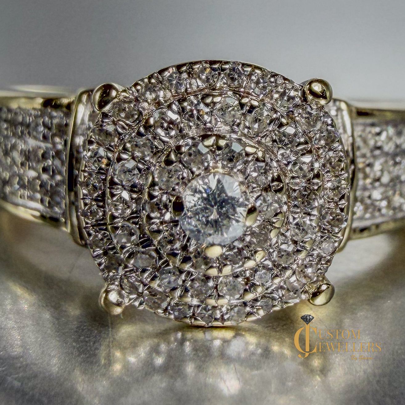 Hand Assembled Diamond Custom Cluster Ring