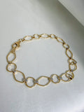 Two-tone geometric minimalist 10k white and yellow gold lady's bracelet