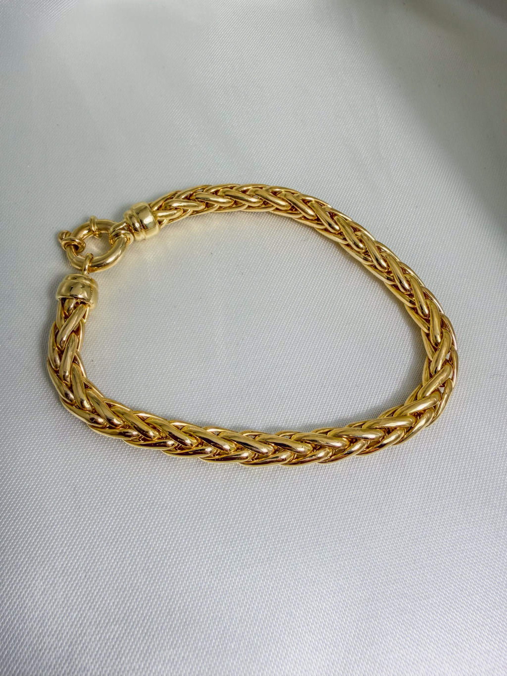 Thick Italy 14k Spiga Woven Chain Link Handmade Bracelet