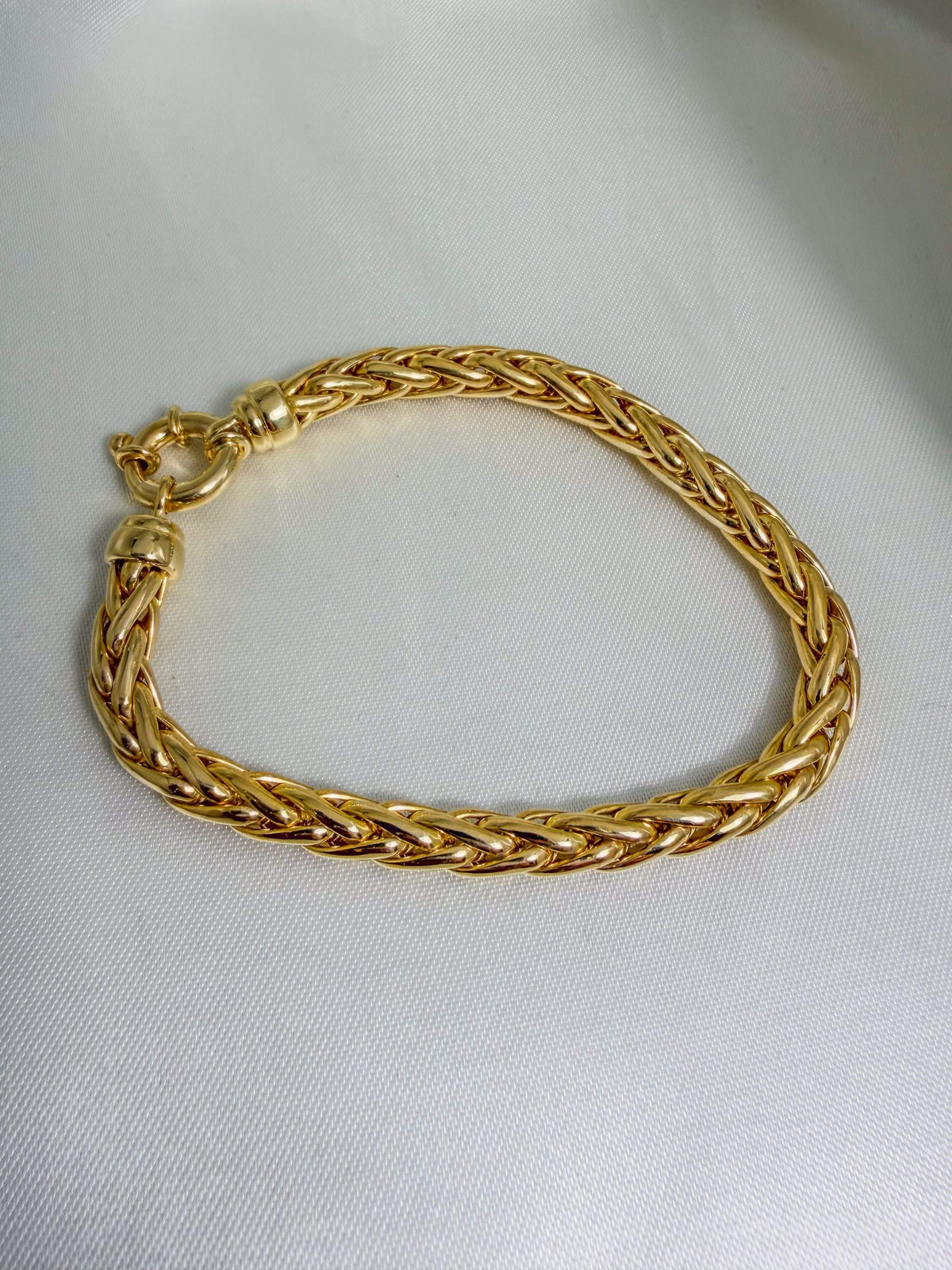 Thick Italy 14k Spiga Woven Chain Link Handmade Bracelet